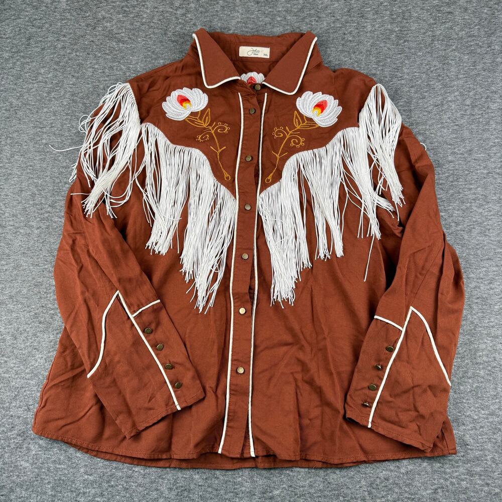🤠 John Moon Texas Fringe Western Shirt Women's XXL